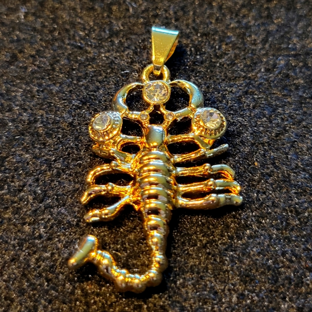Stainless steel semi iced out Scorpion pendant